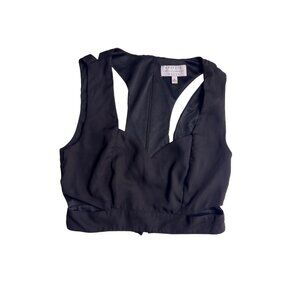 Kendall Kylie small sweetheart black cutout sleeveless crop top h618